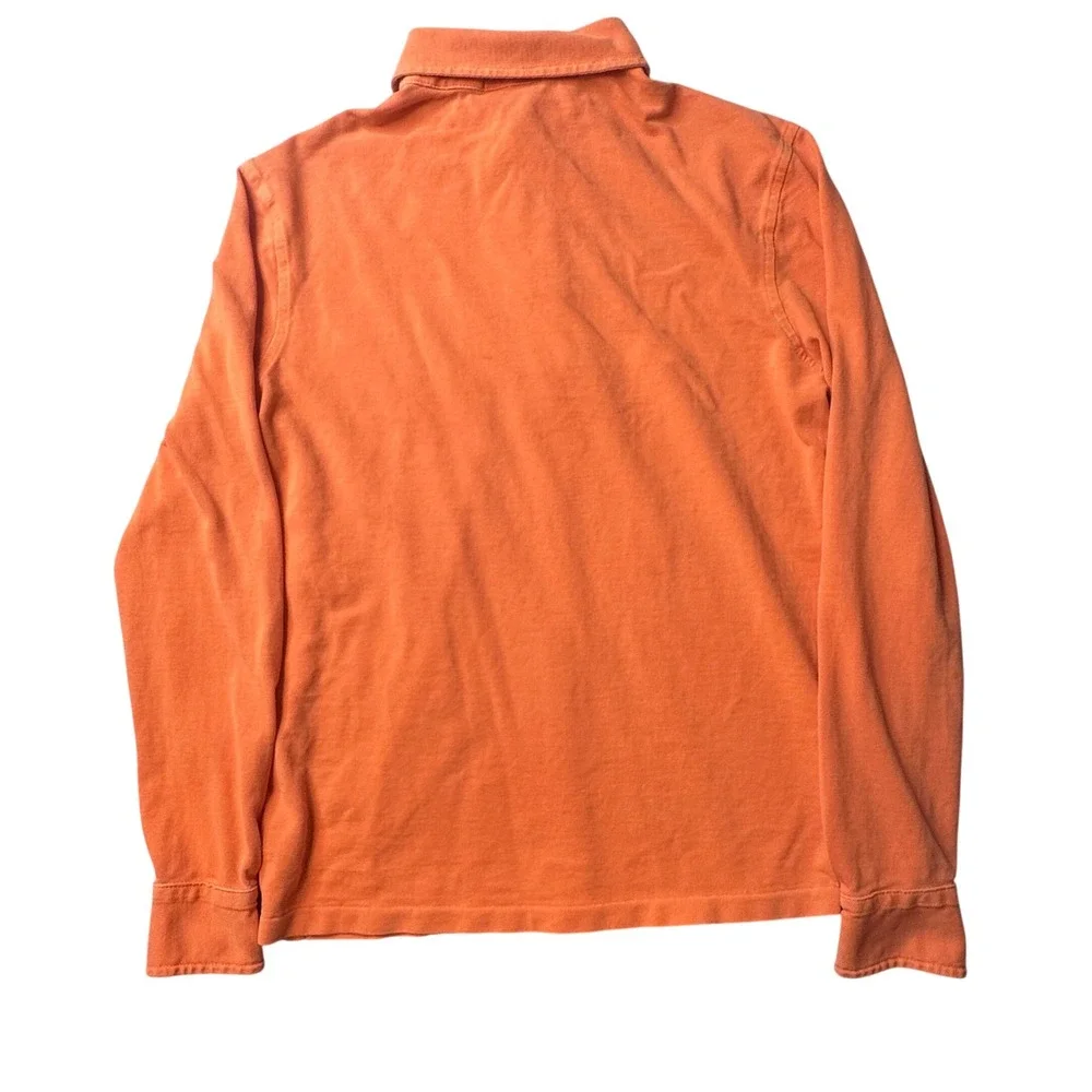Polo Ralph Lauren Polo Shirt Mens S Orange Featherweight Mesh Long Sleeve Pocket